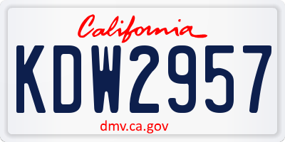 CA license plate KDW2957