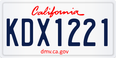 CA license plate KDX1221