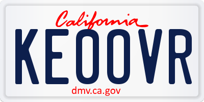 CA license plate KE0OVR