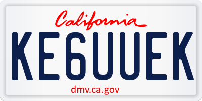 CA license plate KE6UUEK