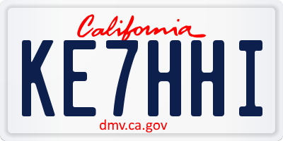 CA license plate KE7HHI