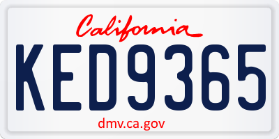 CA license plate KED9365