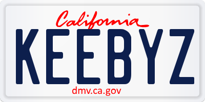 CA license plate KEEBYZ