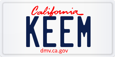 CA license plate KEEM