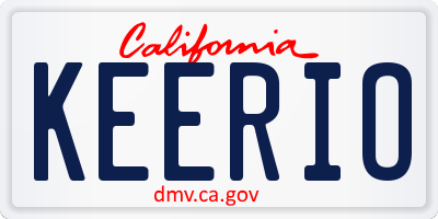 CA license plate KEERIO