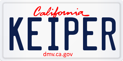 CA license plate KEIPER