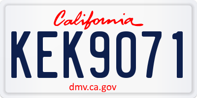 CA license plate KEK9071