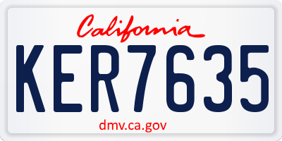 CA license plate KER7635