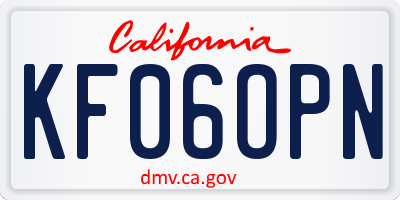 CA license plate KF06OPN