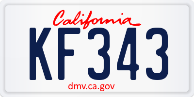 CA license plate KF343