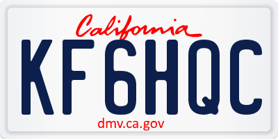 CA license plate KF6HQC