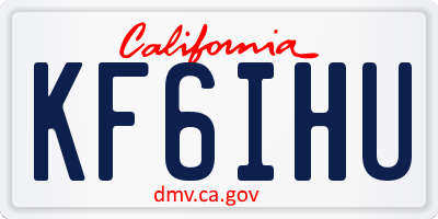 CA license plate KF6IHU