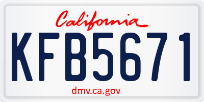 CA license plate KFB5671