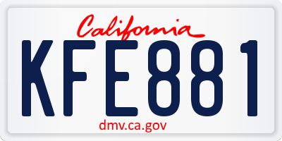 CA license plate KFE881