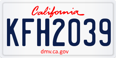 CA license plate KFH2039