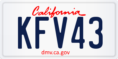 CA license plate KFV43