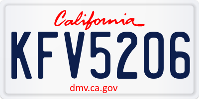 CA license plate KFV5206