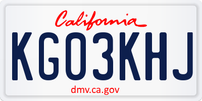 CA license plate KG03KHJ