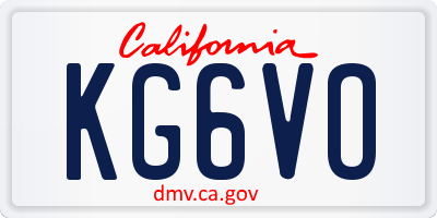 CA license plate KG6VO