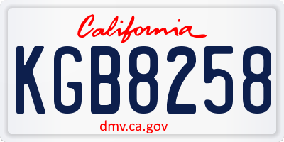 CA license plate KGB8258