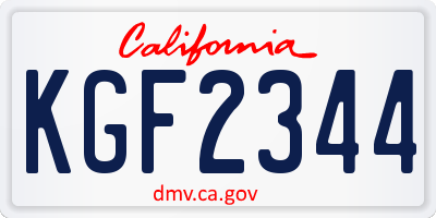 CA license plate KGF2344