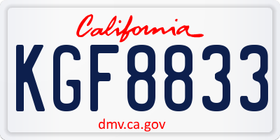 CA license plate KGF8833