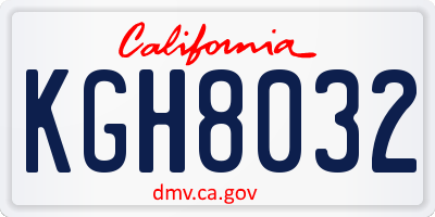 CA license plate KGH8032