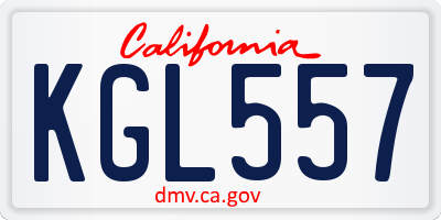 CA license plate KGL557