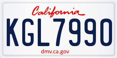 CA license plate KGL7990