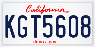 CA license plate KGT5608