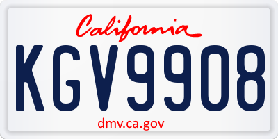 CA license plate KGV9908