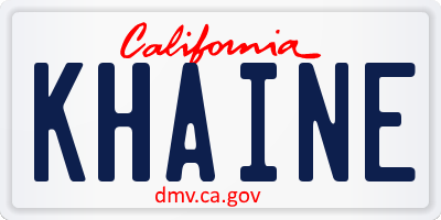 CA license plate KHAINE