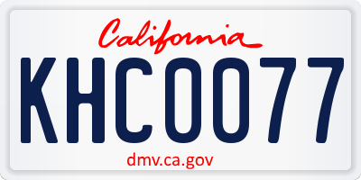 CA license plate KHC0077