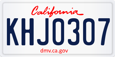 CA license plate KHJ0307