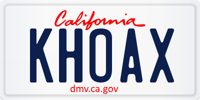 CA license plate KHOAX