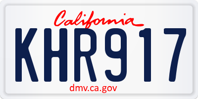 CA license plate KHR917