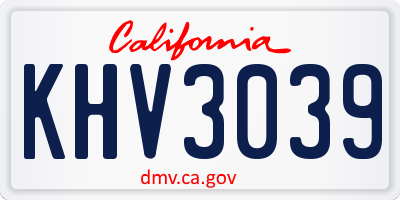 CA license plate KHV3039