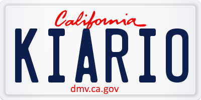 CA license plate KIARIO