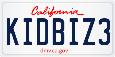 CA license plate KIDBIZ3