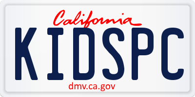 CA license plate KIDSPC