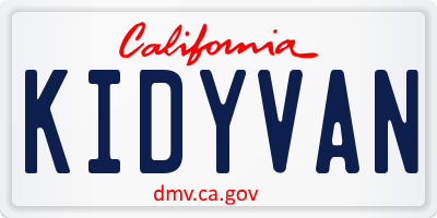 CA license plate KIDYVAN