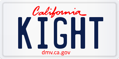 CA license plate KIGHT