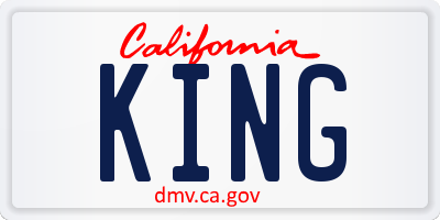 CA license plate KING