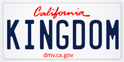 CA license plate KINGDOM