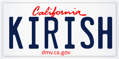 CA license plate KIRISH