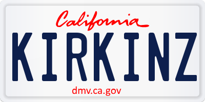 CA license plate KIRKINZ