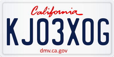 CA license plate KJ03XOG