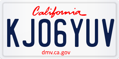 CA license plate KJ06YUV