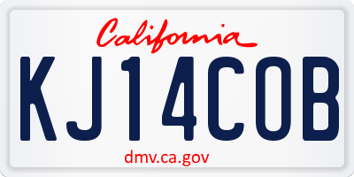 CA license plate KJ14COB