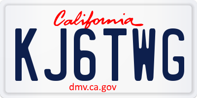 CA license plate KJ6TWG